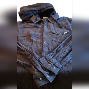 Vans Charcoal Gray Hooded Button Up Long Sleeve Top Size Med